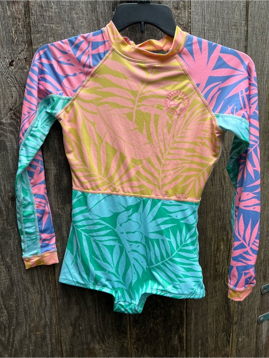 Billabong Other - Billabong MultiColour Leaf Print One Piece Long Sleeve Rashguard Swimsuit